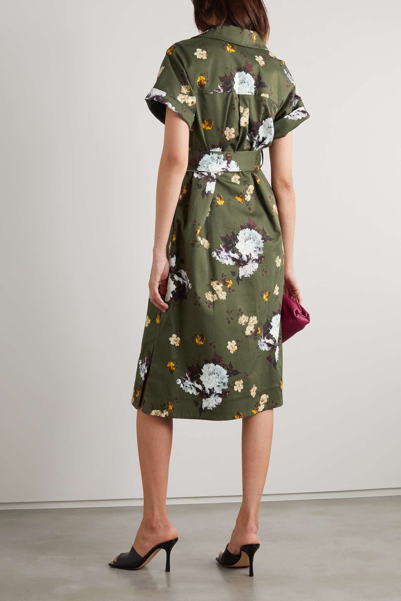 Mayra belted floral-print cotton-blend gabardine shirt dress - 3