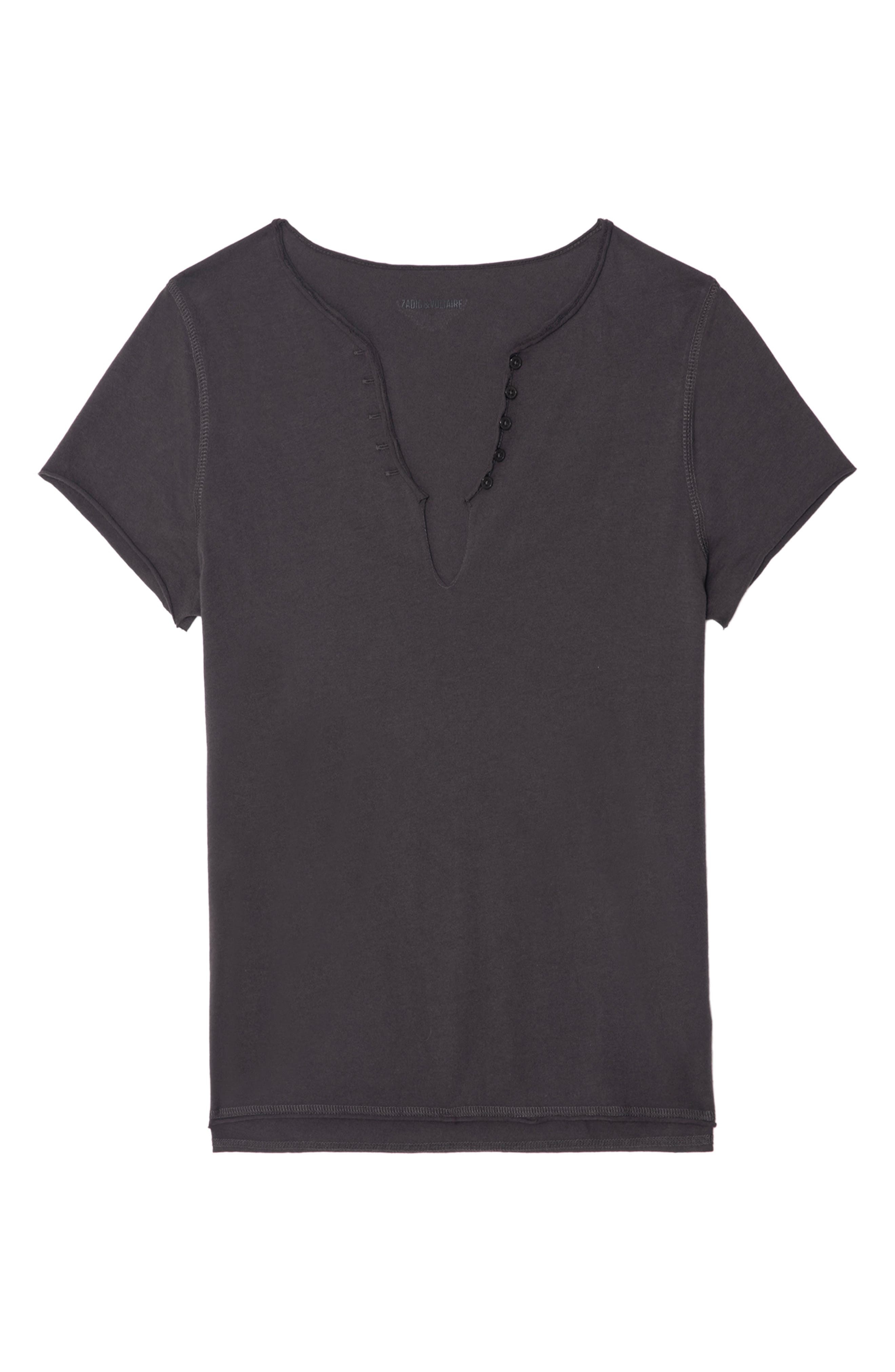 Zadig & Voltaire Tuni Wings Strass Embellished Keyhole Cotton Graphic T-Shirt in Dark Chocolate at N - 5