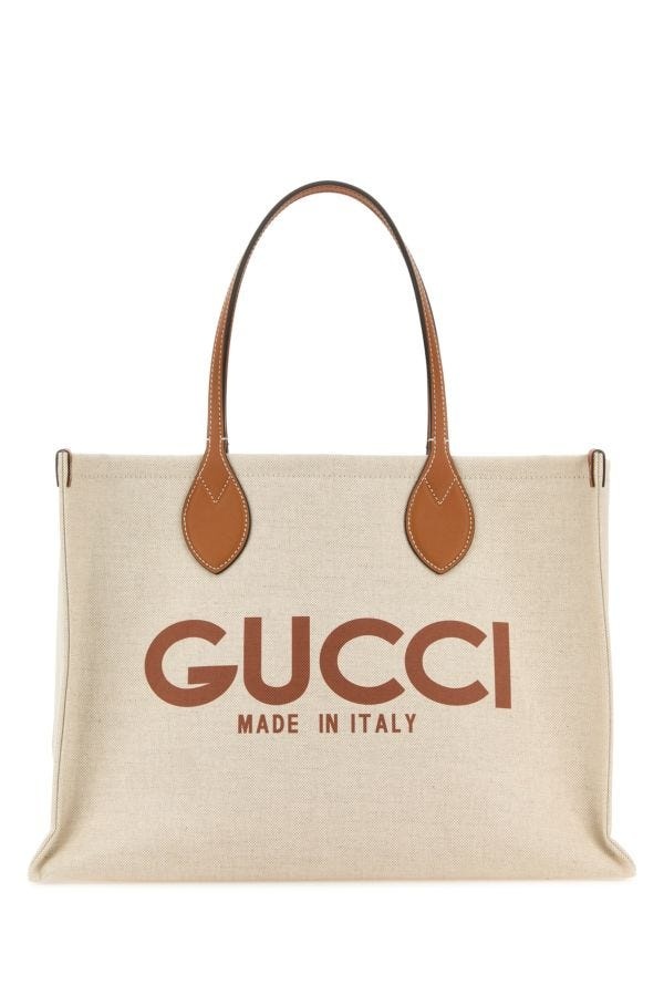 Gucci Woman Sand Canvas Shopping Bag - 1