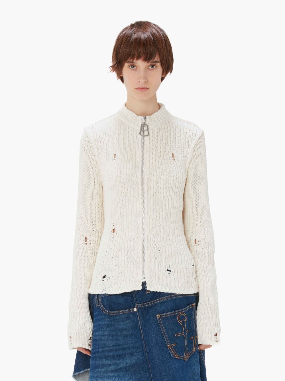 DISTRESSED ZIP CARDIGAN - 2