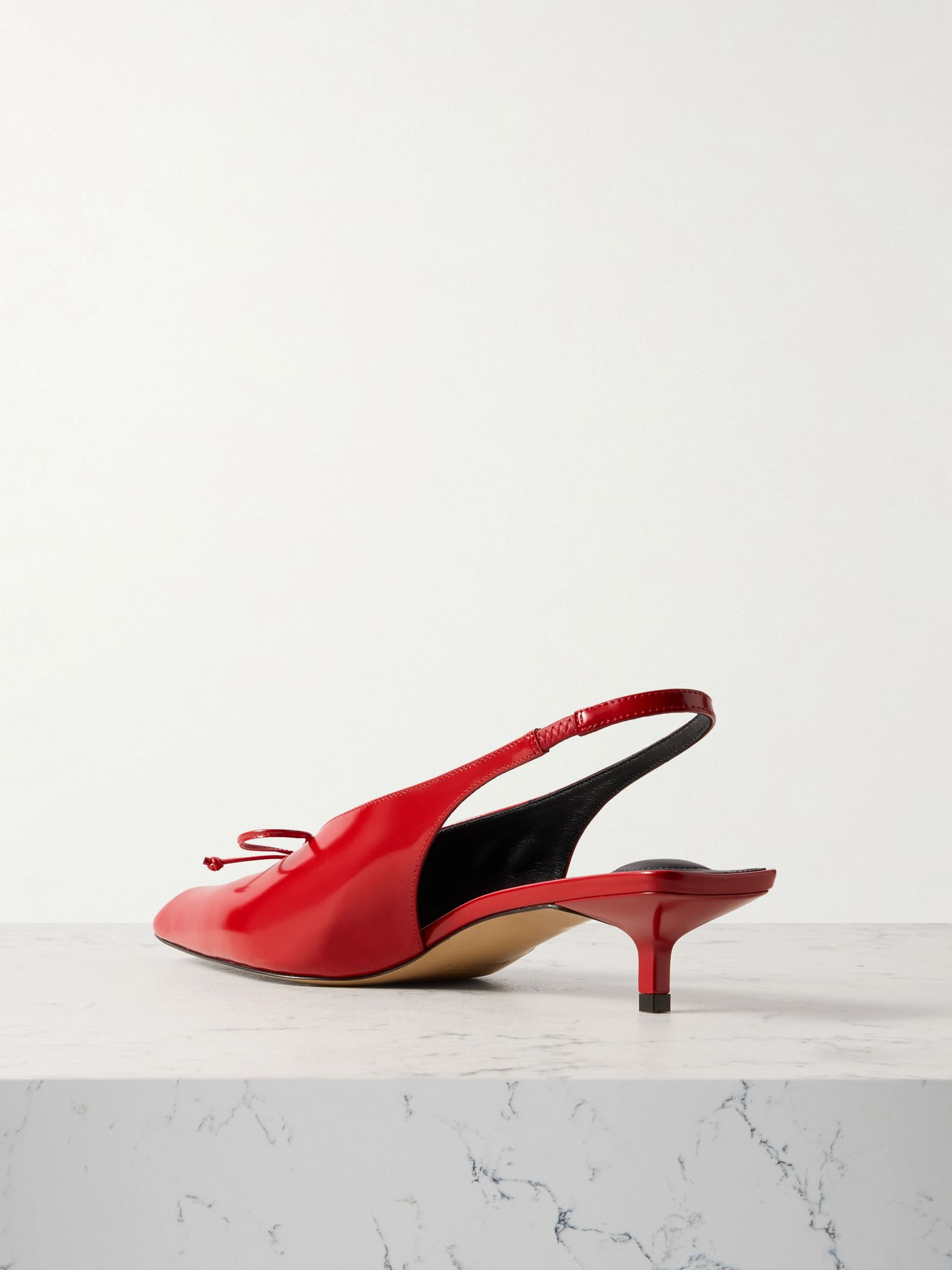 Cubisto bow-embellished leather slingback pumps Red - 3