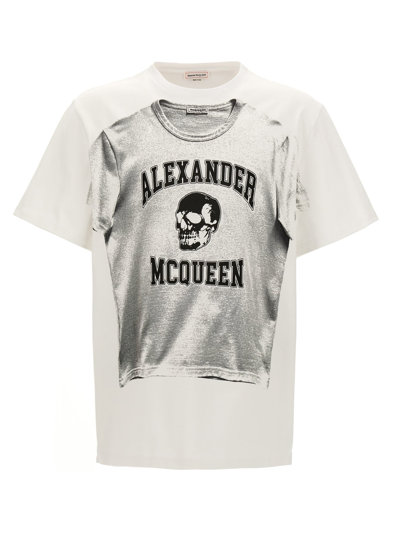 Tシャツ・カットソー ALEXANDER MCQUEEN Logo print T-shirt White/Black 794604QTABP Alexander McQueen Logo Print T-Shirt White/Black