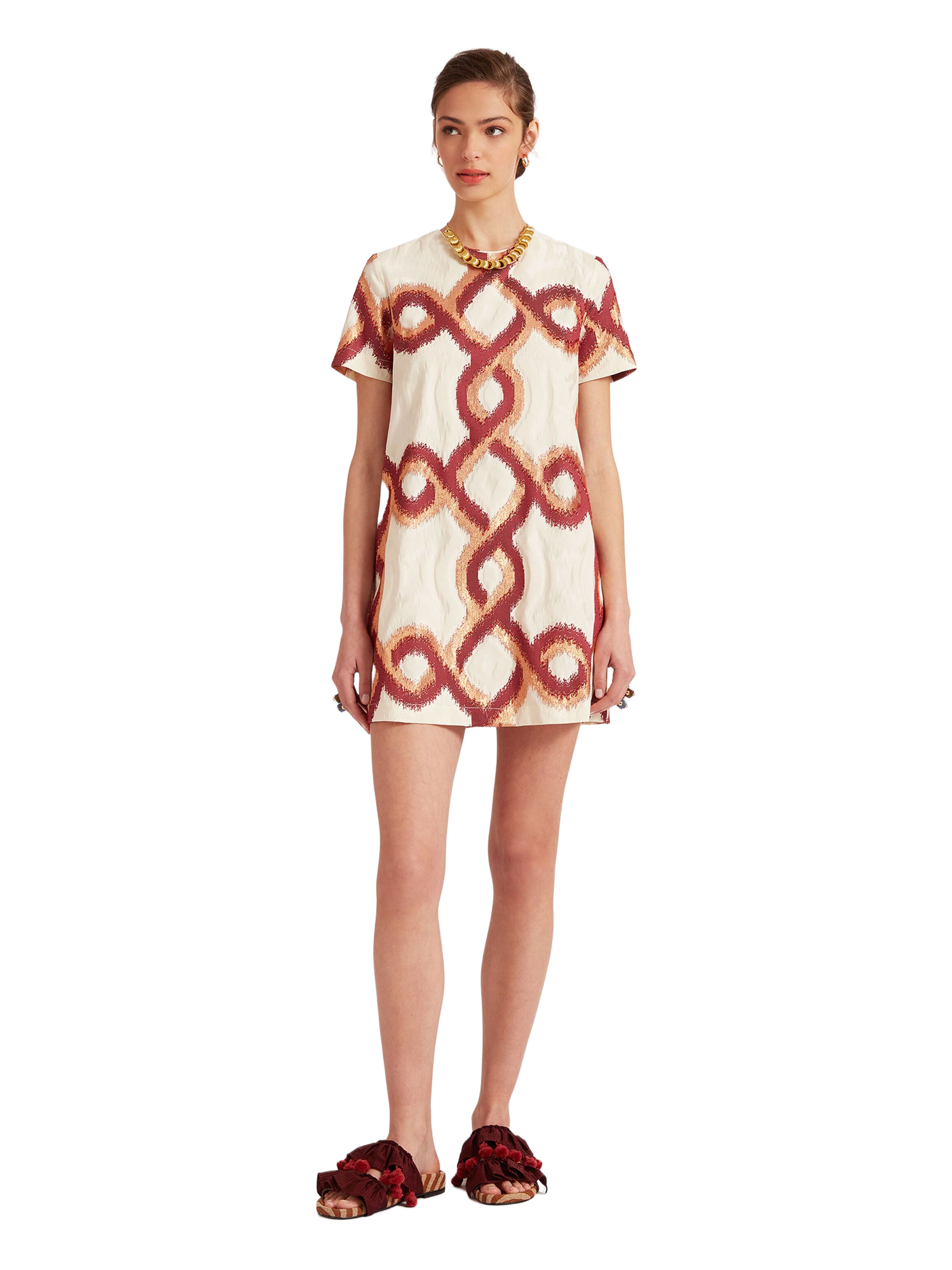 La DoubleJ Mini Swing Dress Tackle Jacquard Bordeaux at Nordstrom - 1