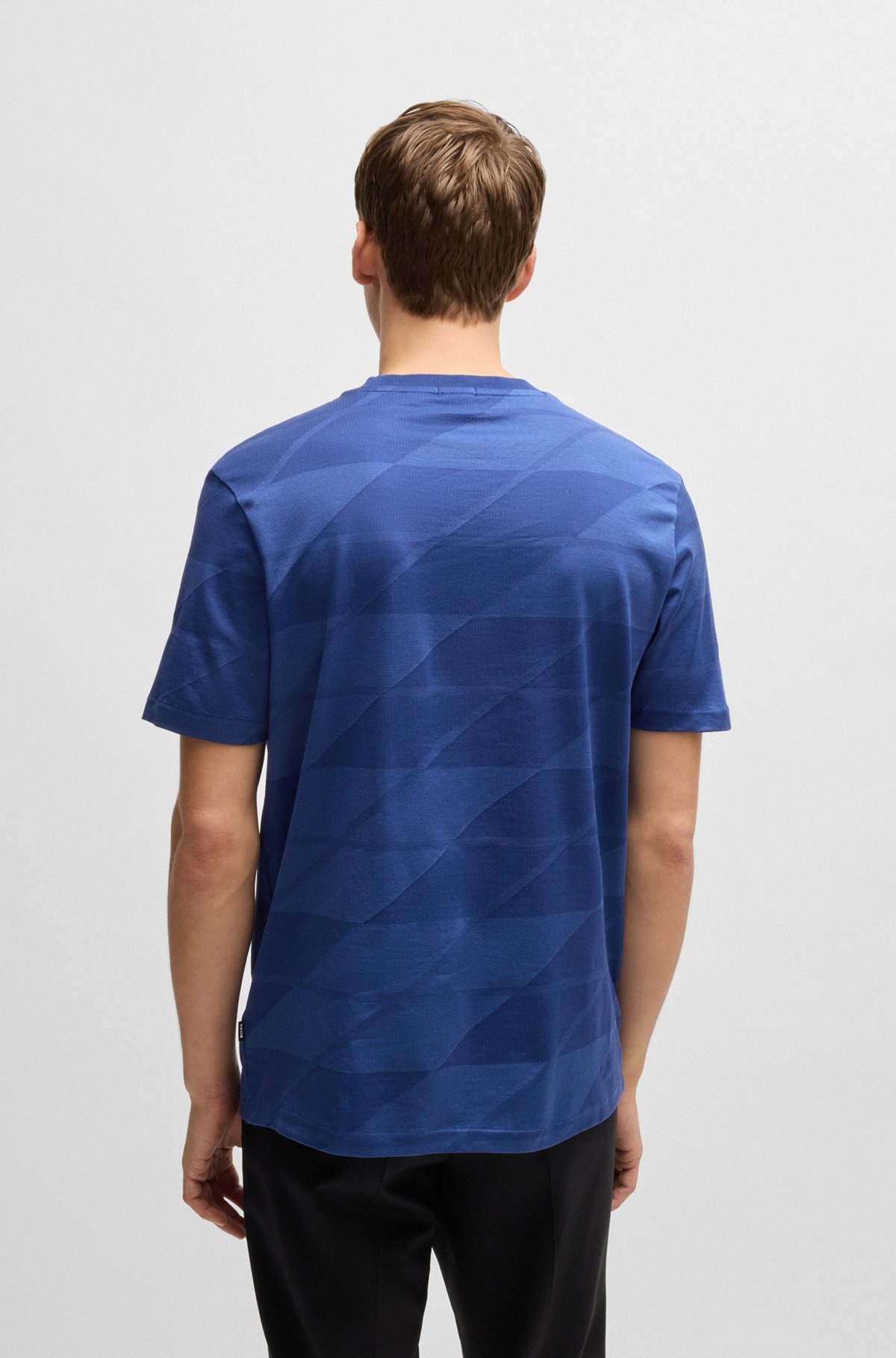 MERCERIZED-COTTON T-SHIRT WITH TWO-TONE JACQUARD - 5