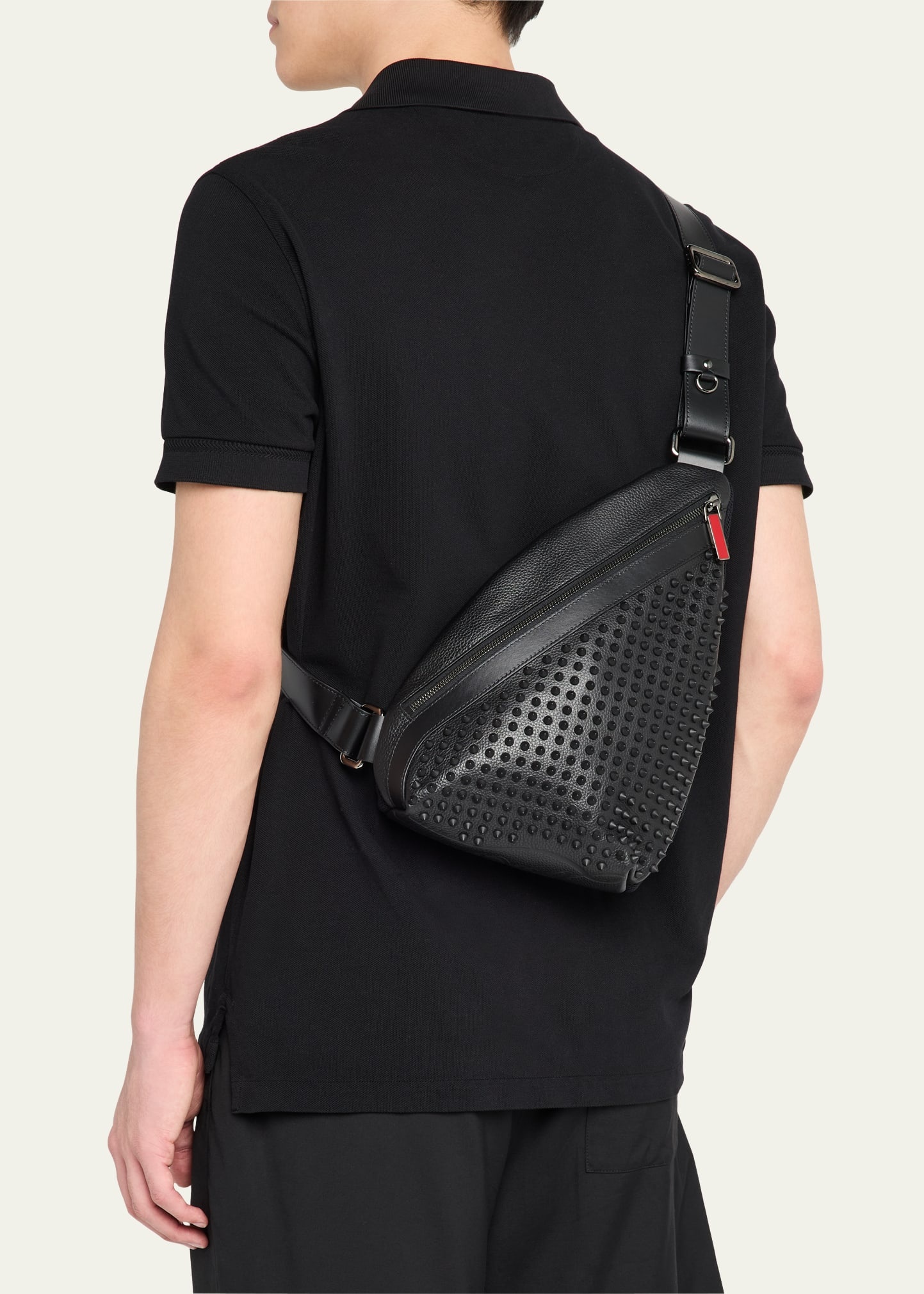 Men's Funky Leather Empire Spikes Sling Bag - 2