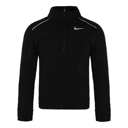Men's Nike Dri-Fit Running Training Fleece Lined Sports Long Sleeves Black T-Shirt BV4714-010 - 1