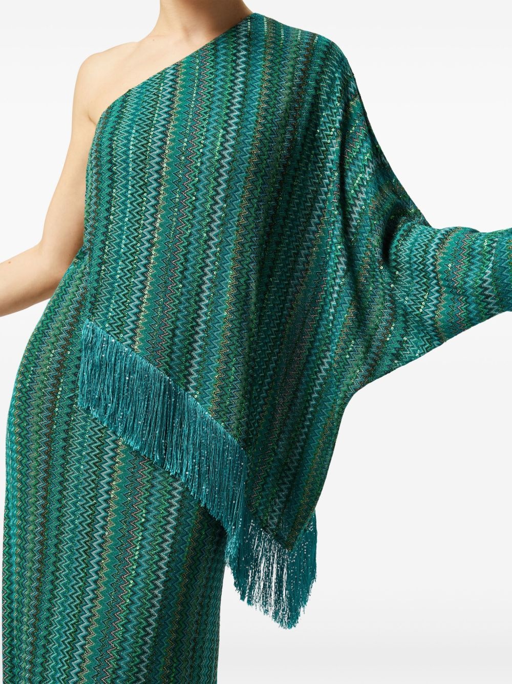 zigzag one-shoulder dress - 4