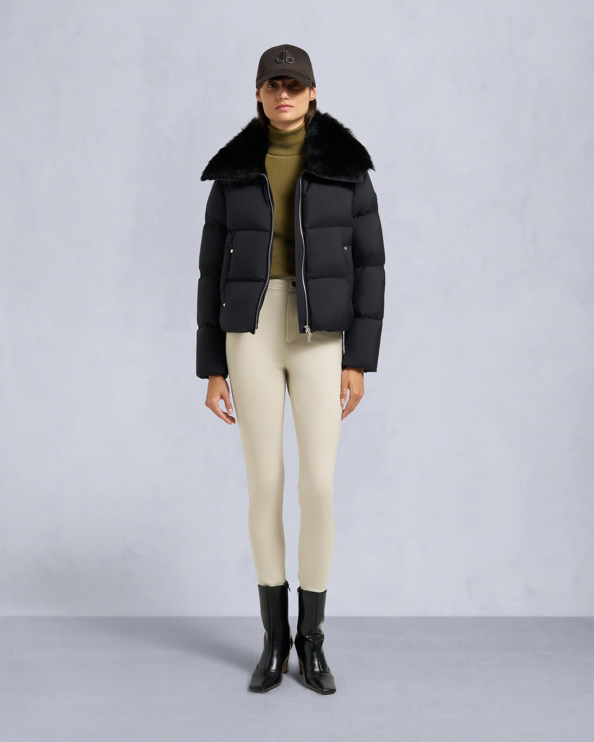 BELLE DUNE SHORT SHEARLING TRIM PUFFER - 2