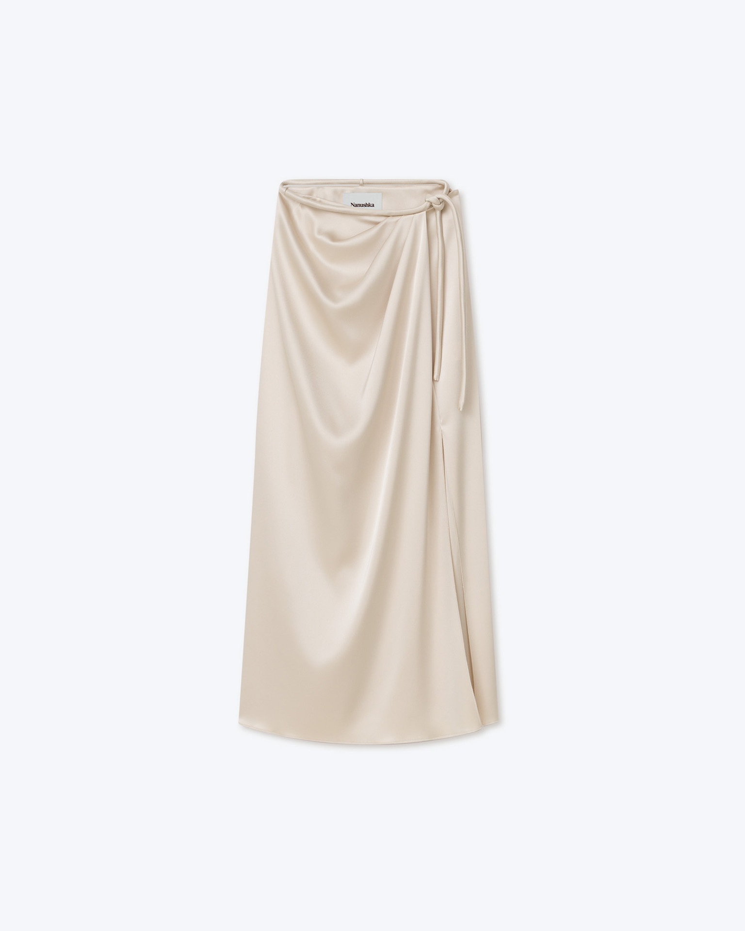 LEA - Glossy satin wrap skirt - Creme - 1