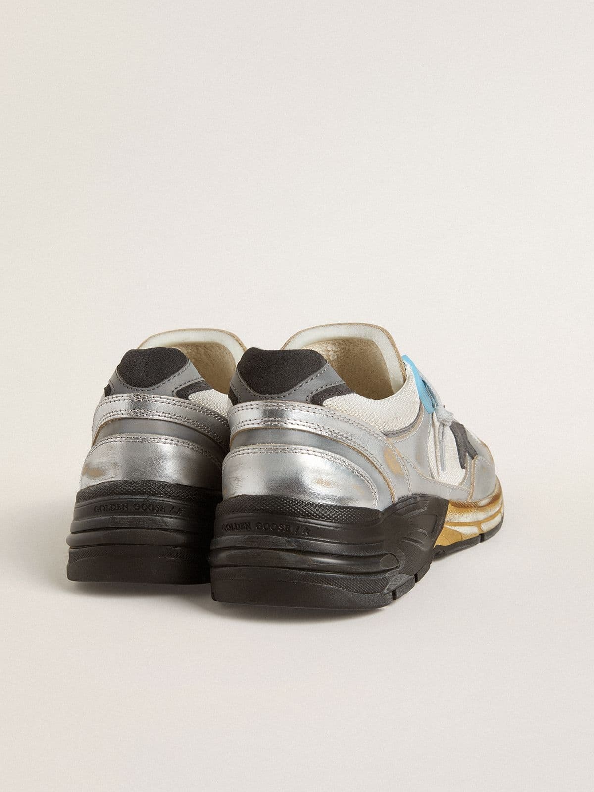Men's Dad-Star in mesh and silver foiled leather with black leather star - 4
