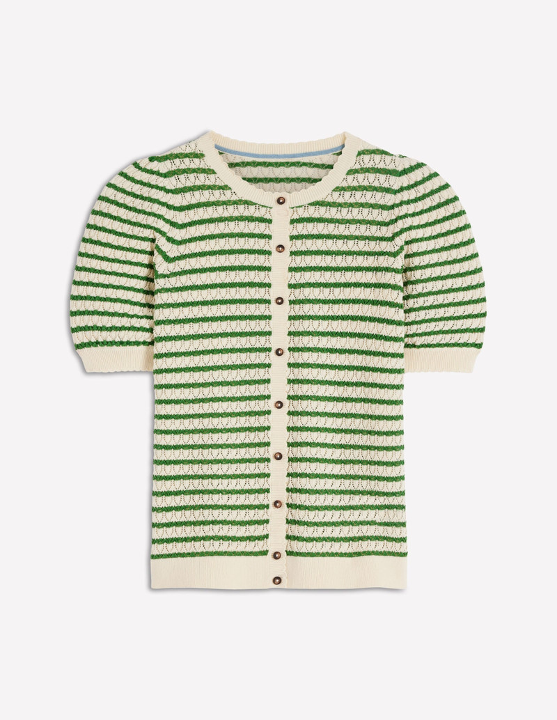 Dot Pointelle Cardigan-Green Stripe 6