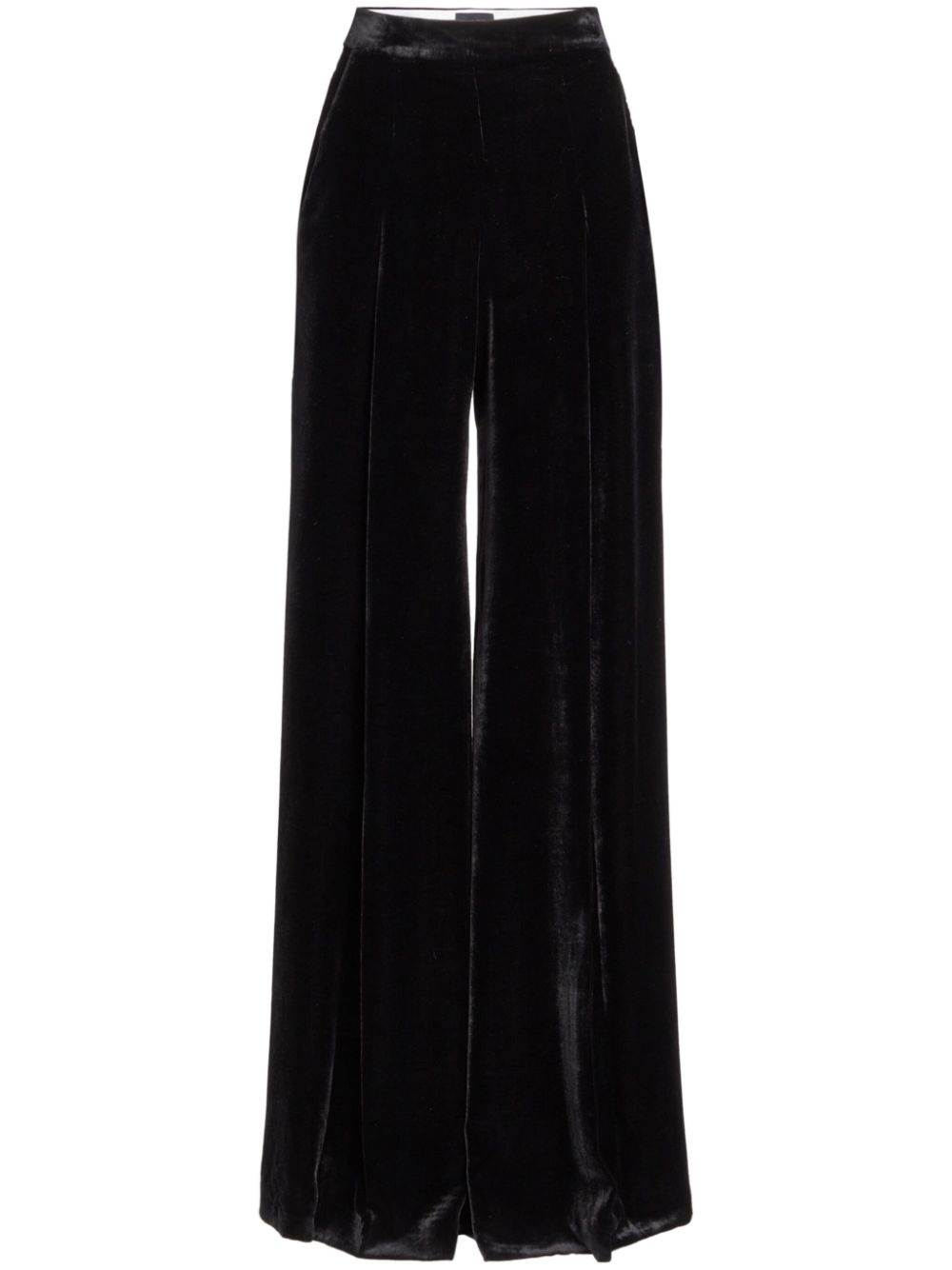 high-rise wide-leg velvet trousers - 1