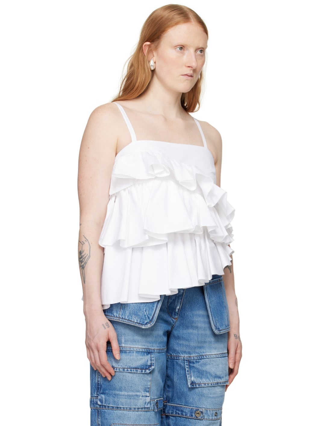 White Ruffled Camisole - 2