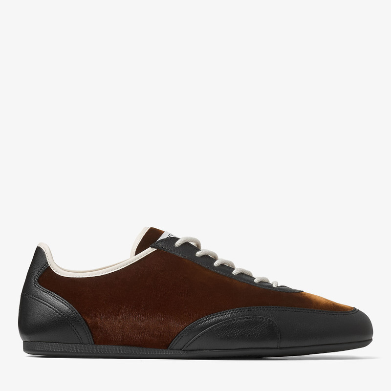 Sunny M Bronze Mix Leather and Velvet Low Top Trainers 1
