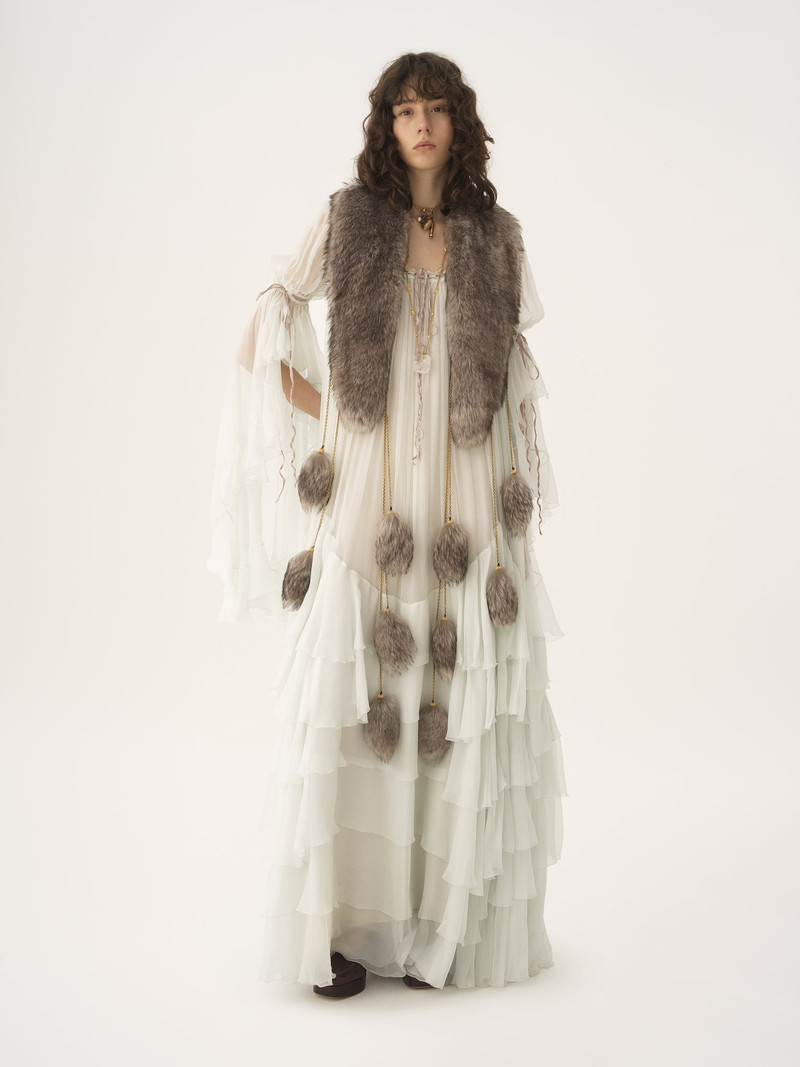 OVERSIZED LONG RUFFLED DRESS IN SILK MOUSSELINE 3