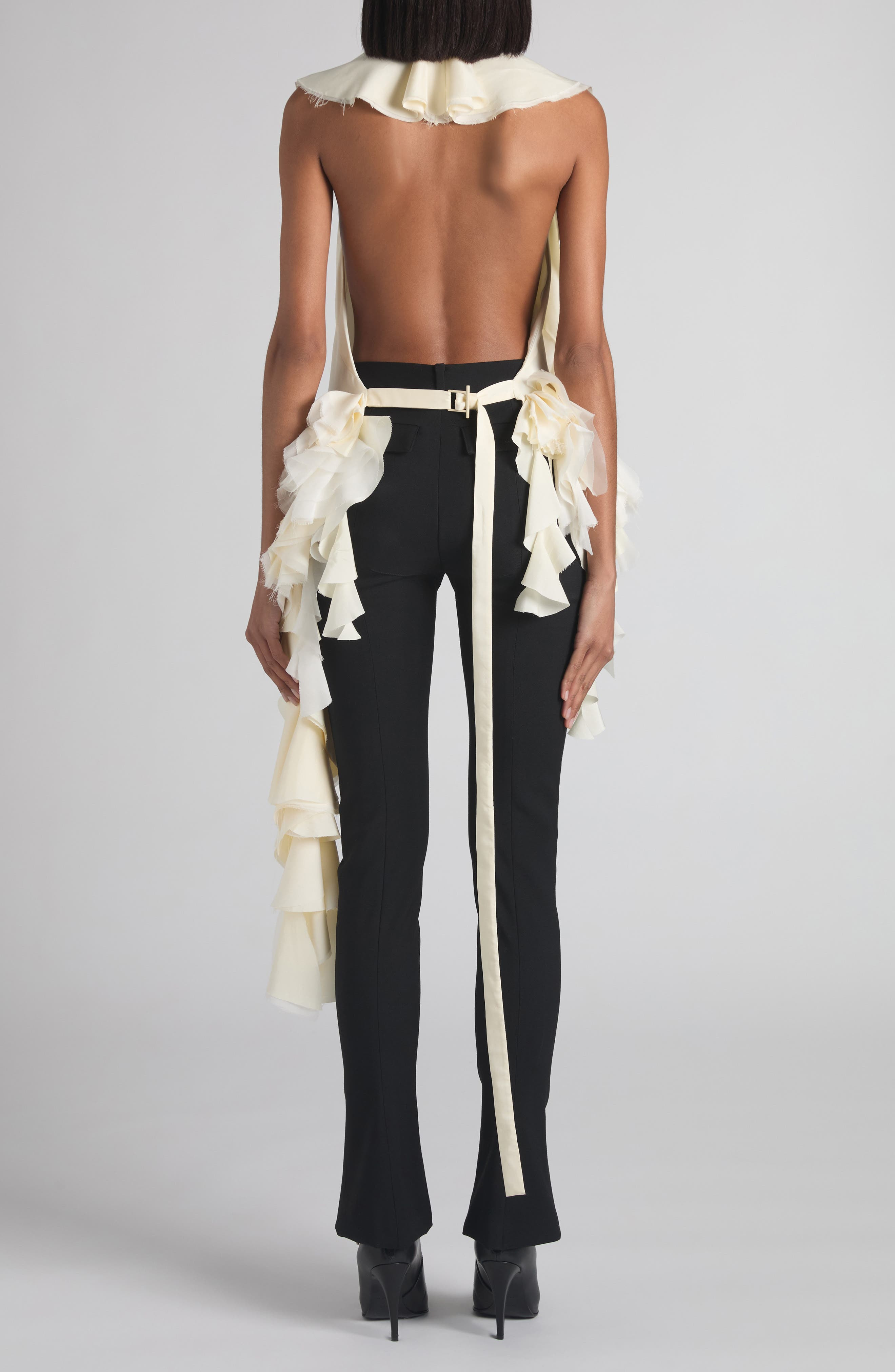 McQueen Ruffle Silk Halter Top in Ivory at Nordstrom - 3