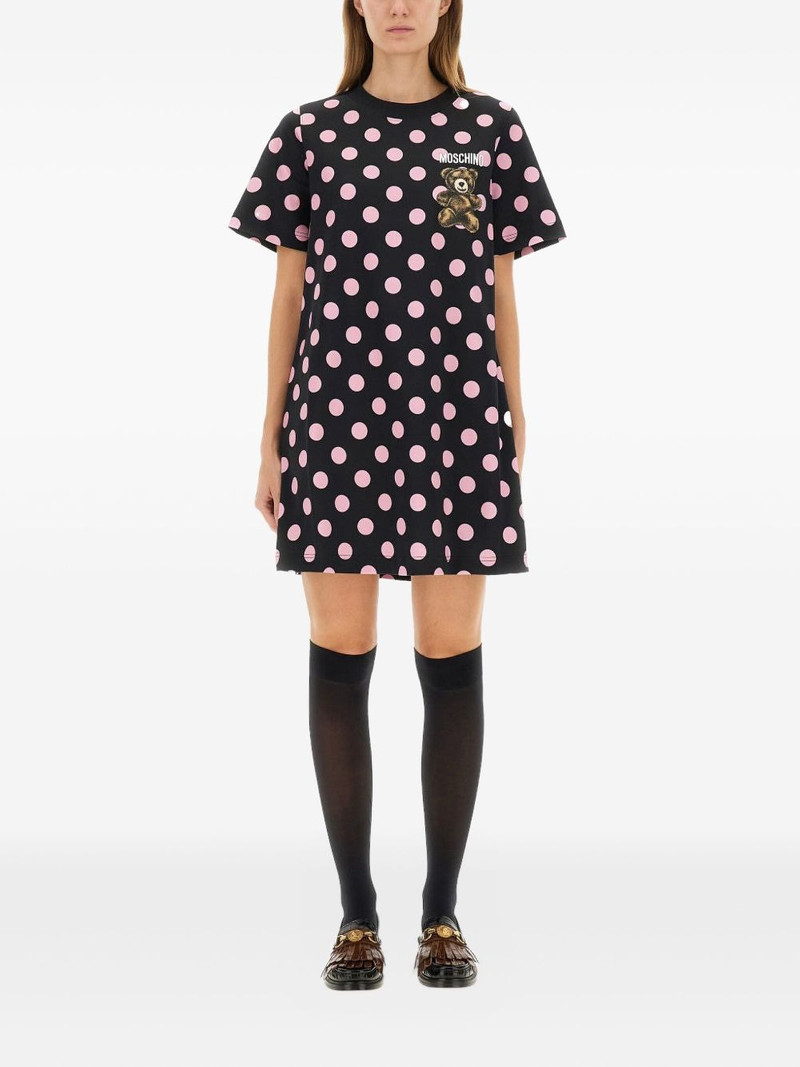 Moschino polka-dot teddy-print midi dress outlook