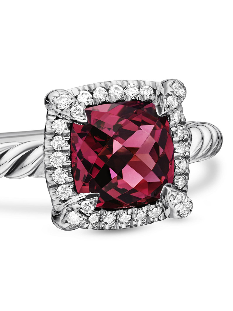Women's Petite Chatelaine Pavé Bezel Ring with Diamonds - Garnet 6