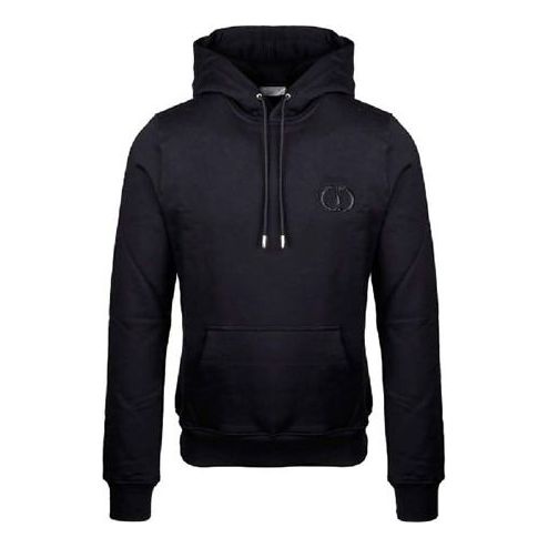 DIOR Plain Letter Cd Logo Cotton Hooded Sweatshirt For Men Black 943J600A0531-989 - 1