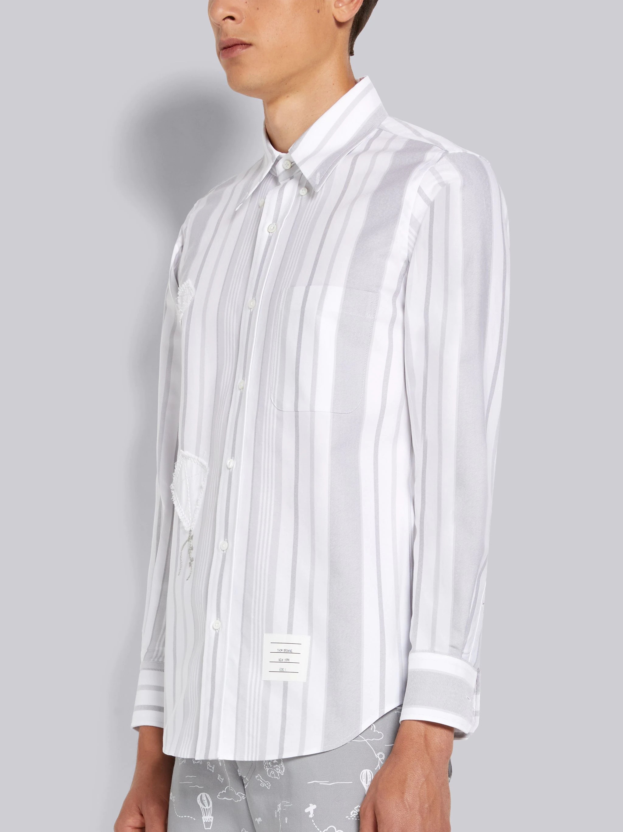 Medium Grey Patchwork Mr. Thom and Kite Straight Fit Shirt - 2