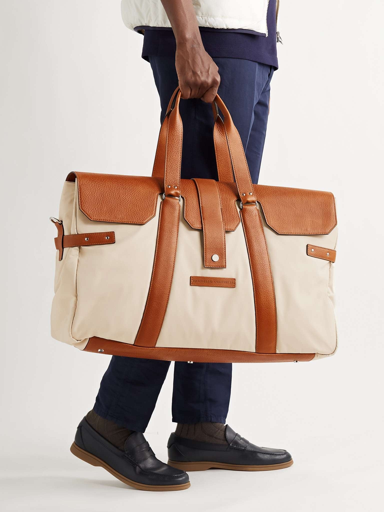 Leather-Trimmed Nylon Holdall - 2