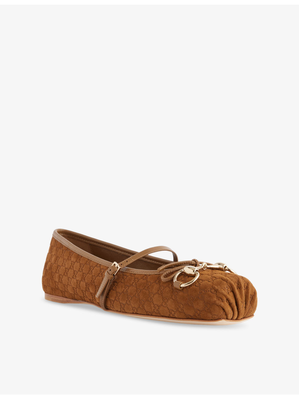 GG-Monogram Horsebit Canvas Ballerina Pumps - 3
