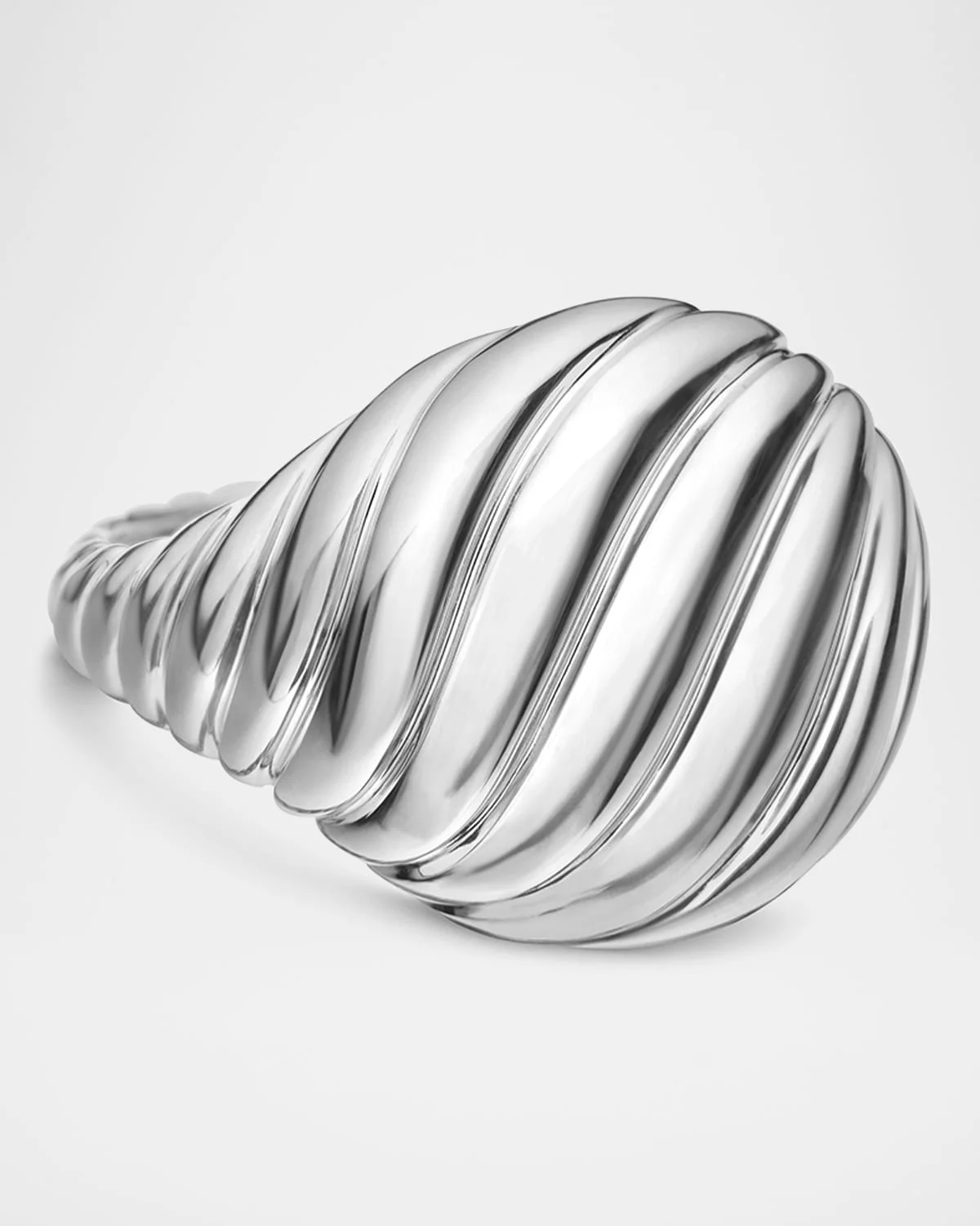 Sculpted Cable Pinky Ring in Silver, 13mm - 1