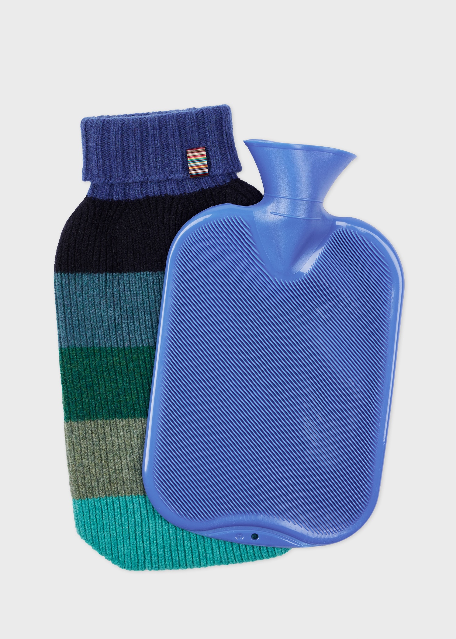 Blue Multistripe Lambswool Hot Water Bottle Cover - 3