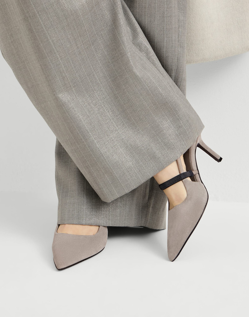 Suede heels with precious strap 5