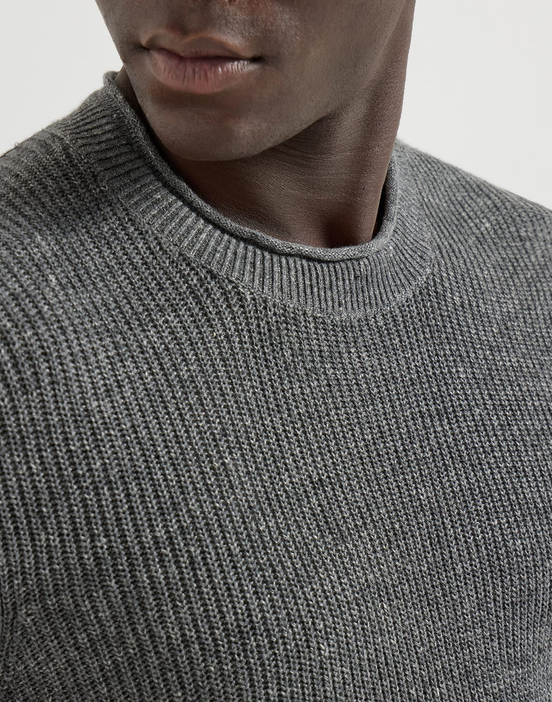 Linen and cotton half English rib knit t-shirt 4
