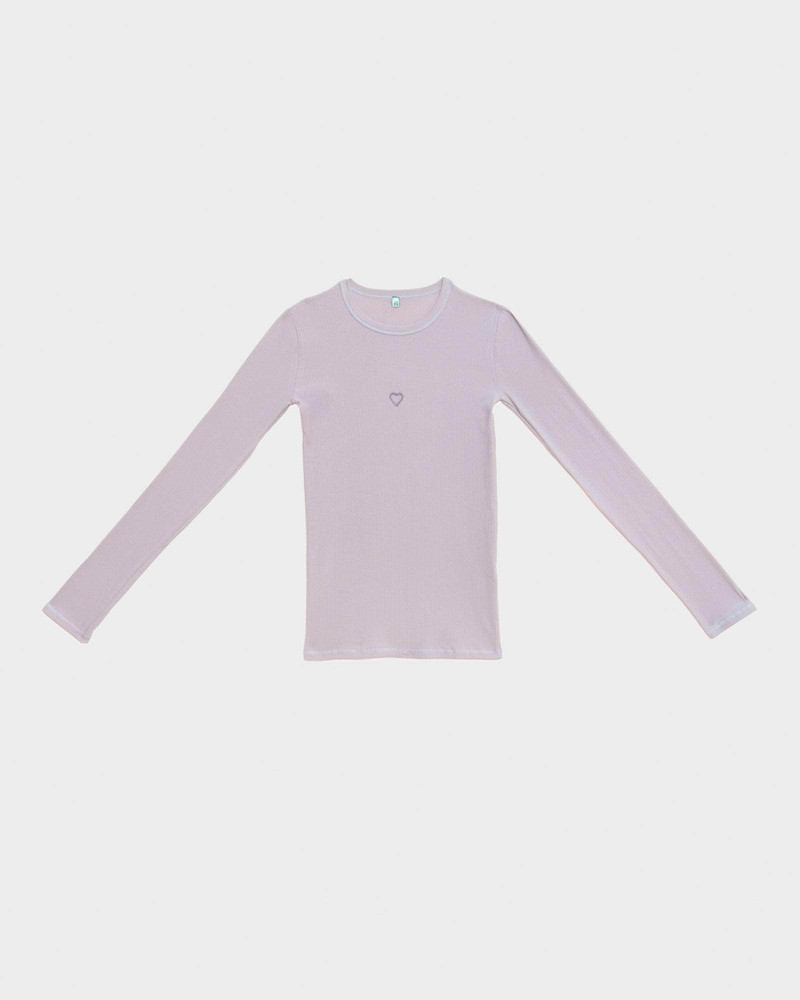 Heart Long Sleeve Tee - Fine Organic Cotton Rib 6