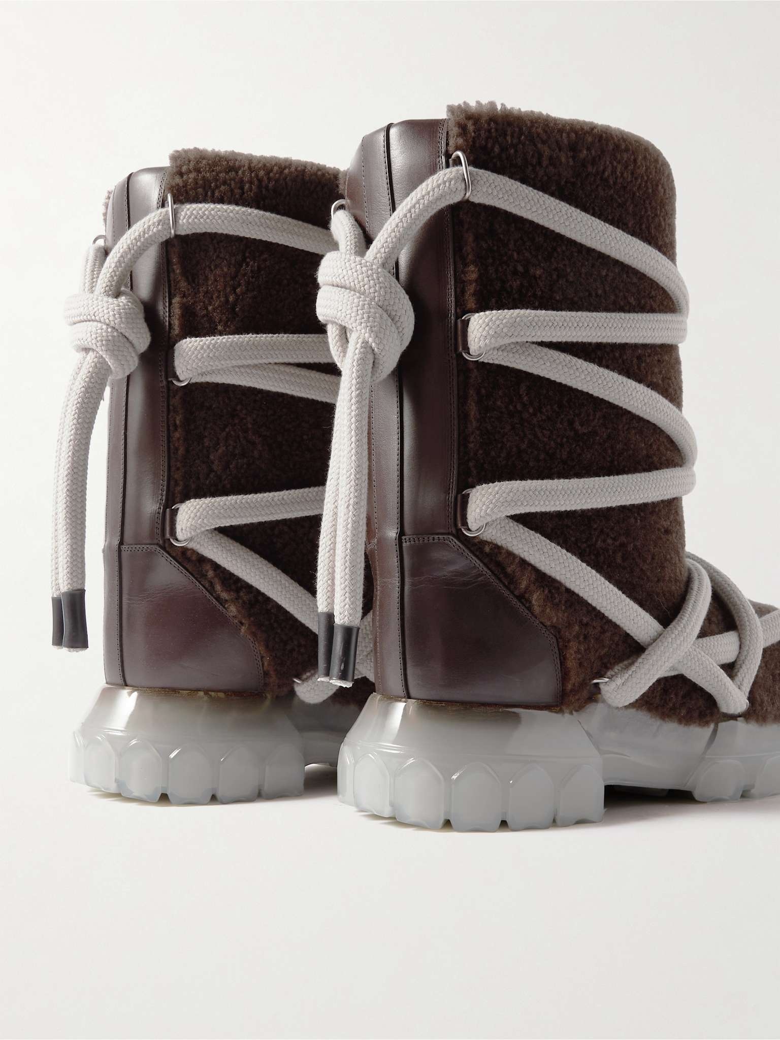 Lunar Tractor Leather-Trimmed Shearling Boots - 5