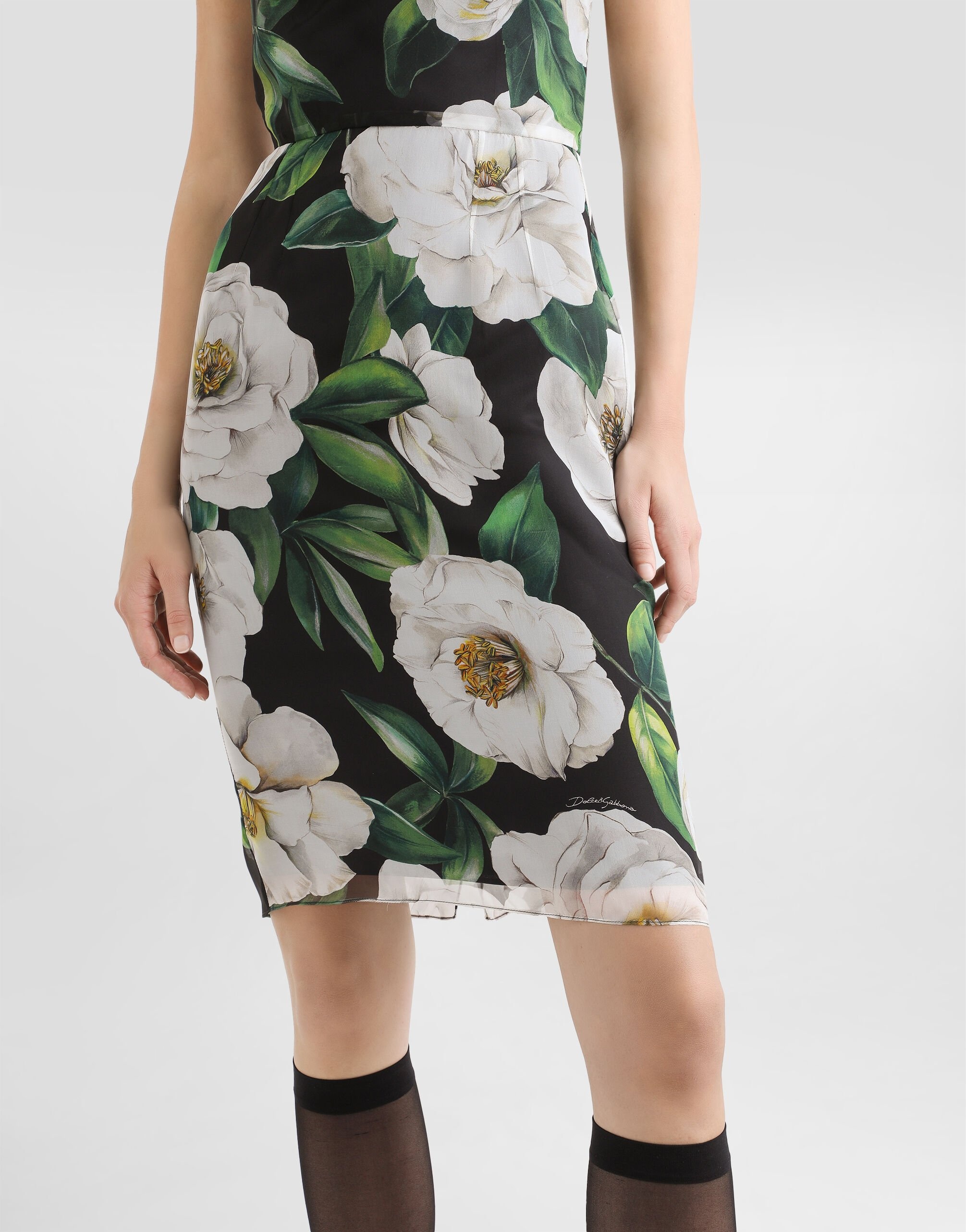 Gardenia-print chiffon midi dress - 5