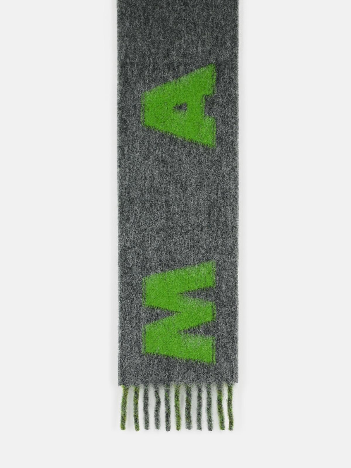 GREY MOHAIR BLEND SCARF WITH FRINGES - 2