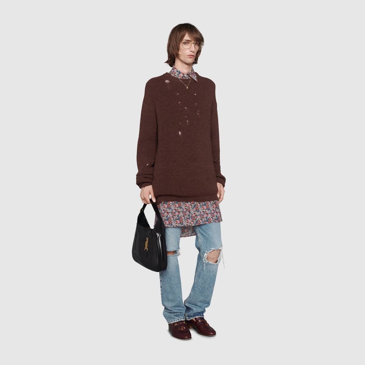 Rib knit wool oversize sweater - 2