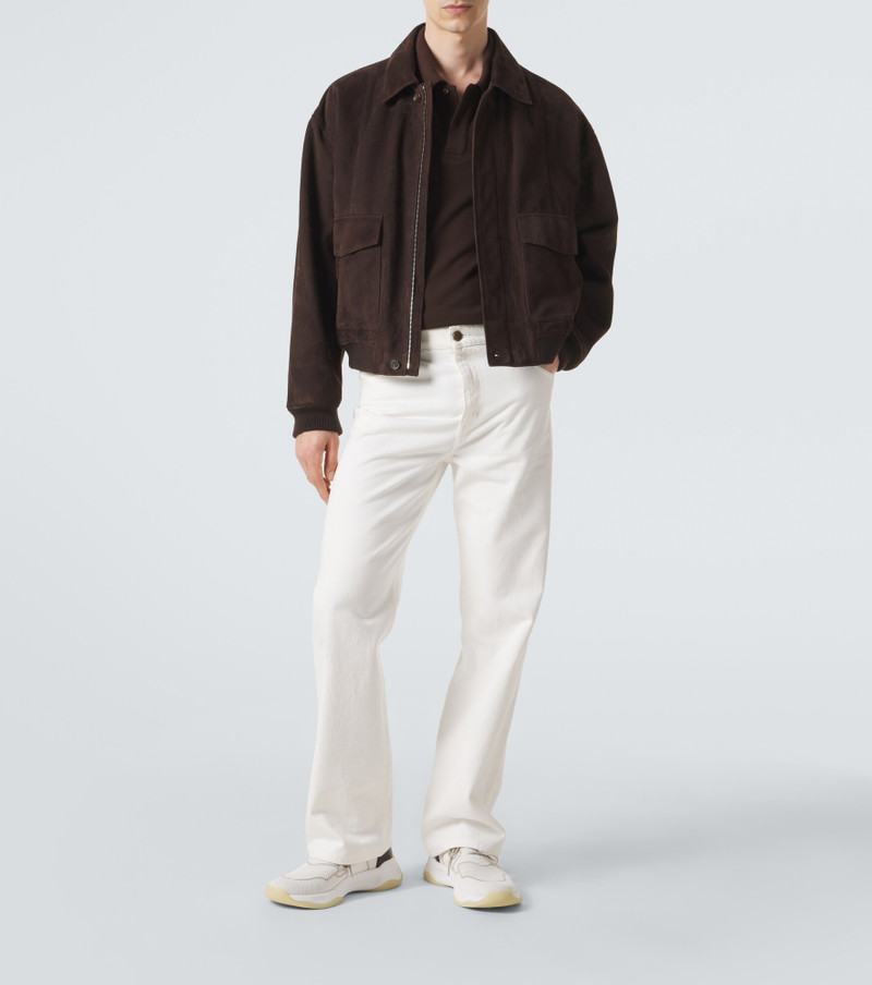 Berluti Shadow leather-trimmed knitted sneakers outlook