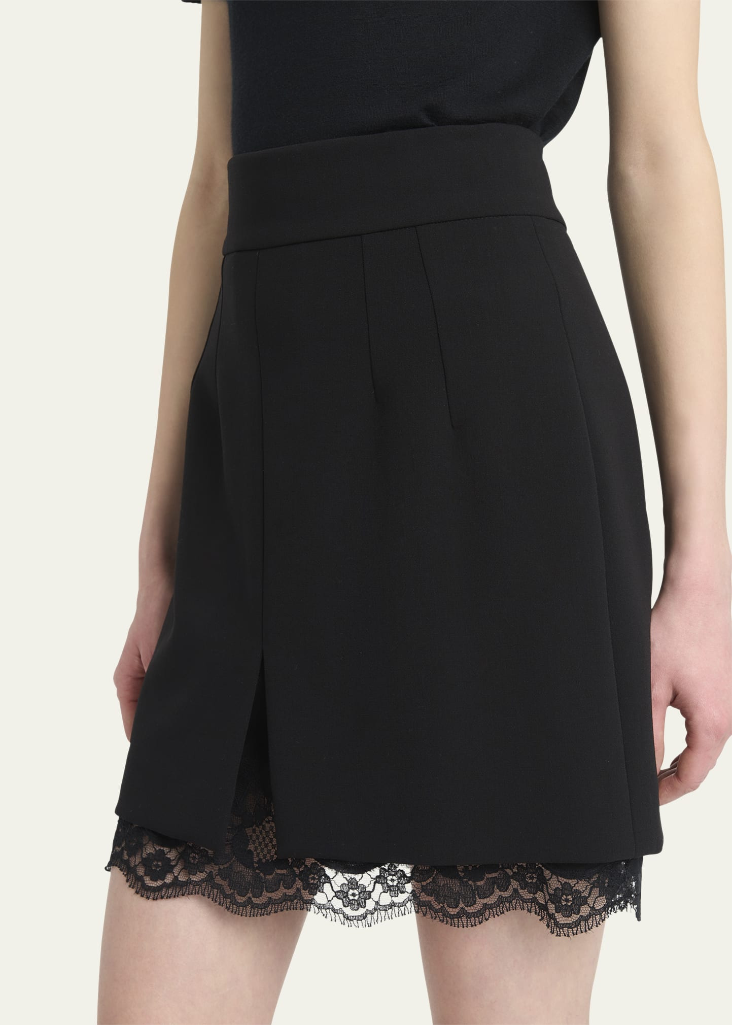 Lana Double Crepe Lace-Trim Mini Skirt - 5