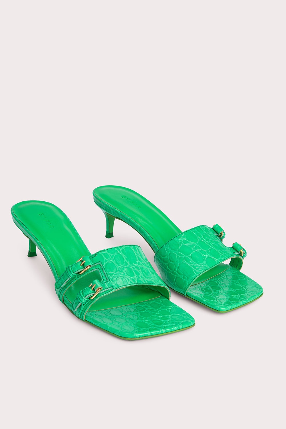 Roni Super Green Circular Croco Embossed Leather - 2