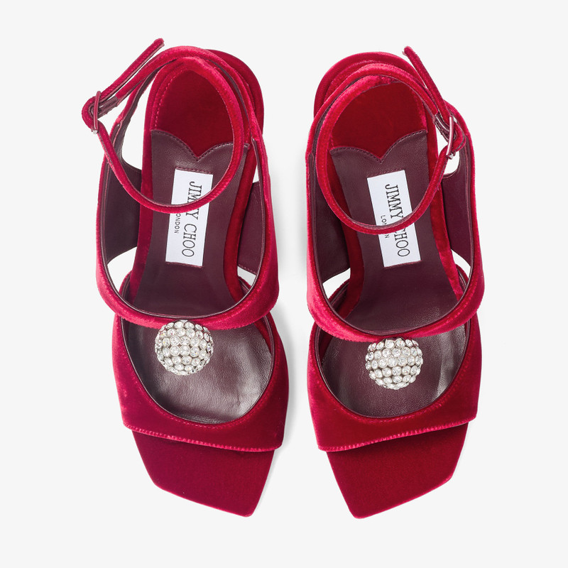 Orb 95 Ruby Red Velvet Sandals 4