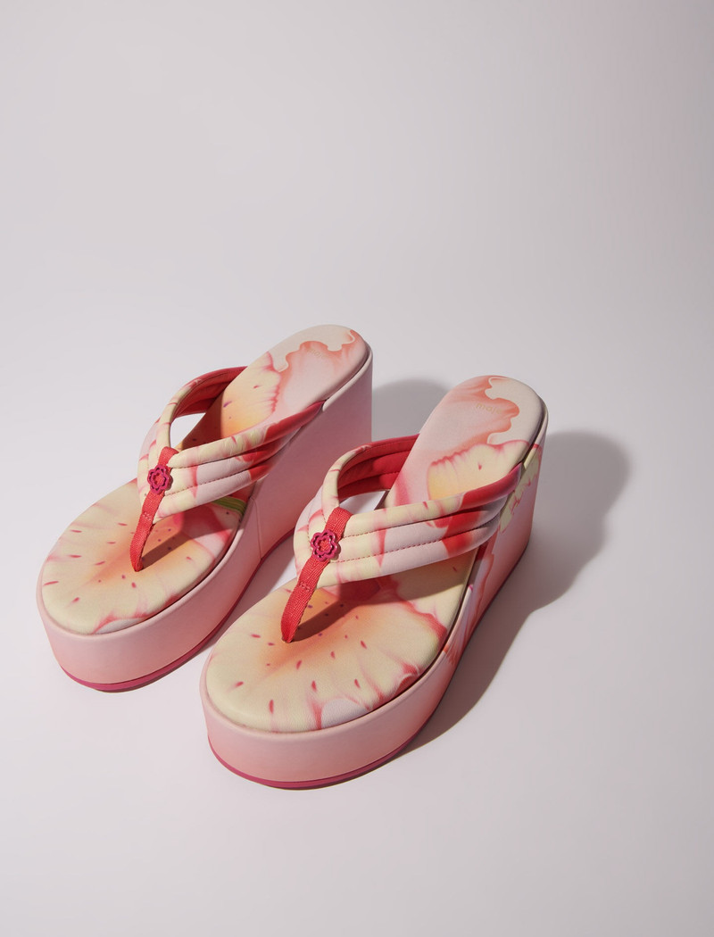 maje Flower print wedge sandals outlook