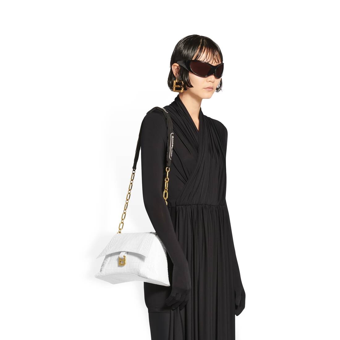 downtown small shoulder bag with chain crocodile embossed - 3