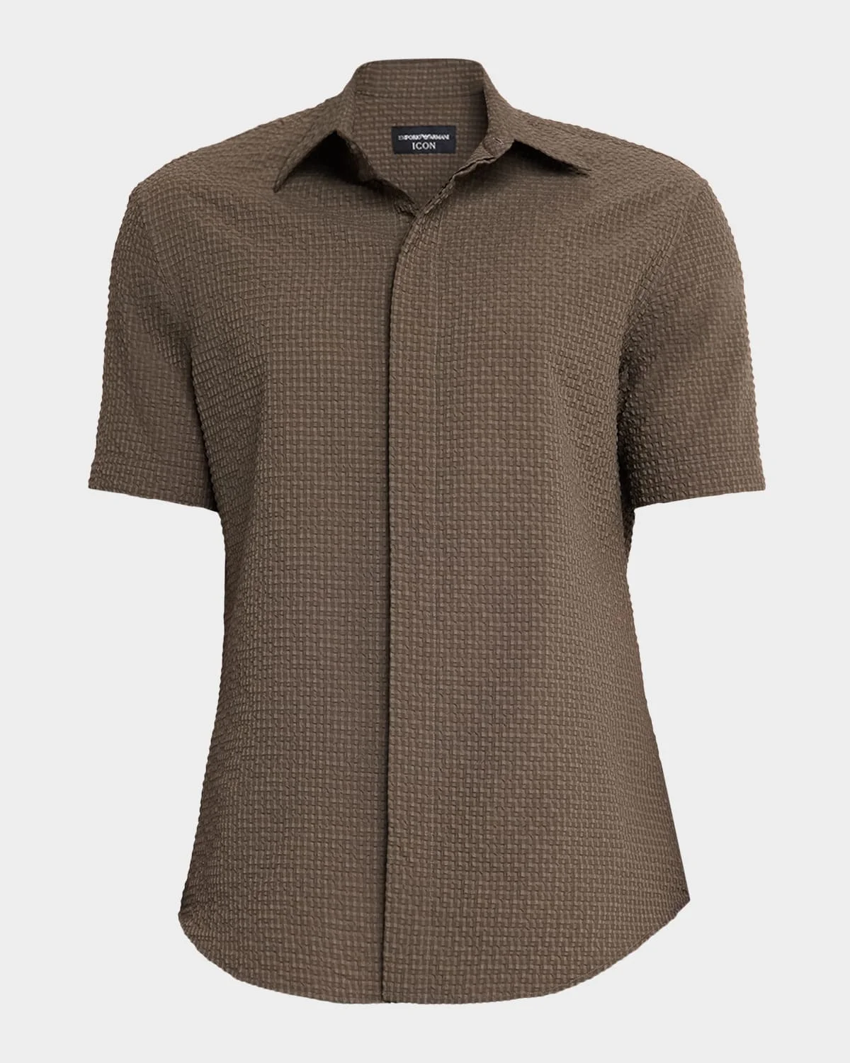 Men's Geometric Textured Short-Sleeve Shirt - 1