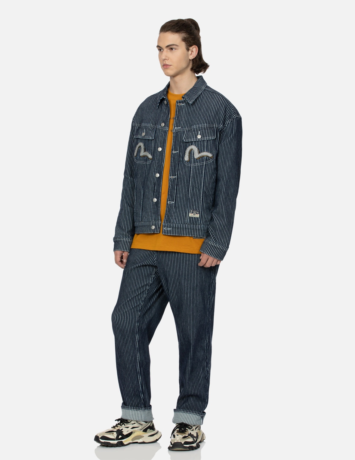 SEAGULL AND WHEEL OF WISDOM PRINT LOOSE FIT DENIM JACKET - 3
