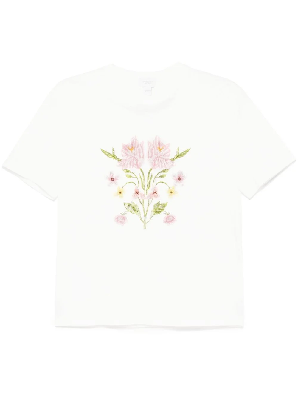 floral-embroidered T-shirt - 1