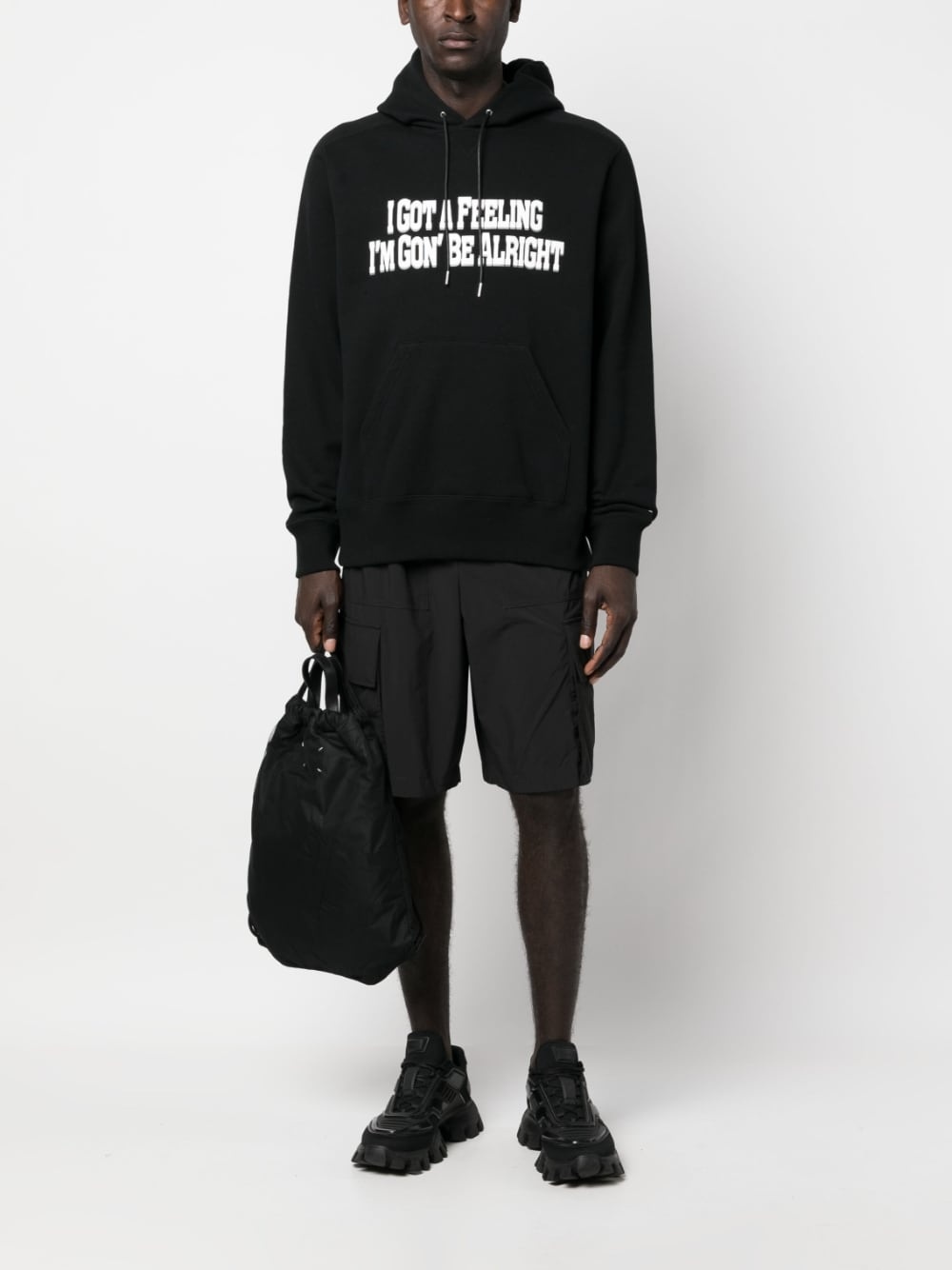 slogan-print cotton hoodie - 2