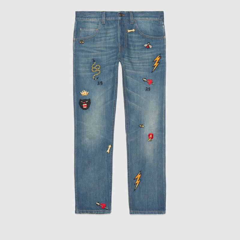 Tapered jeans with symbols  1