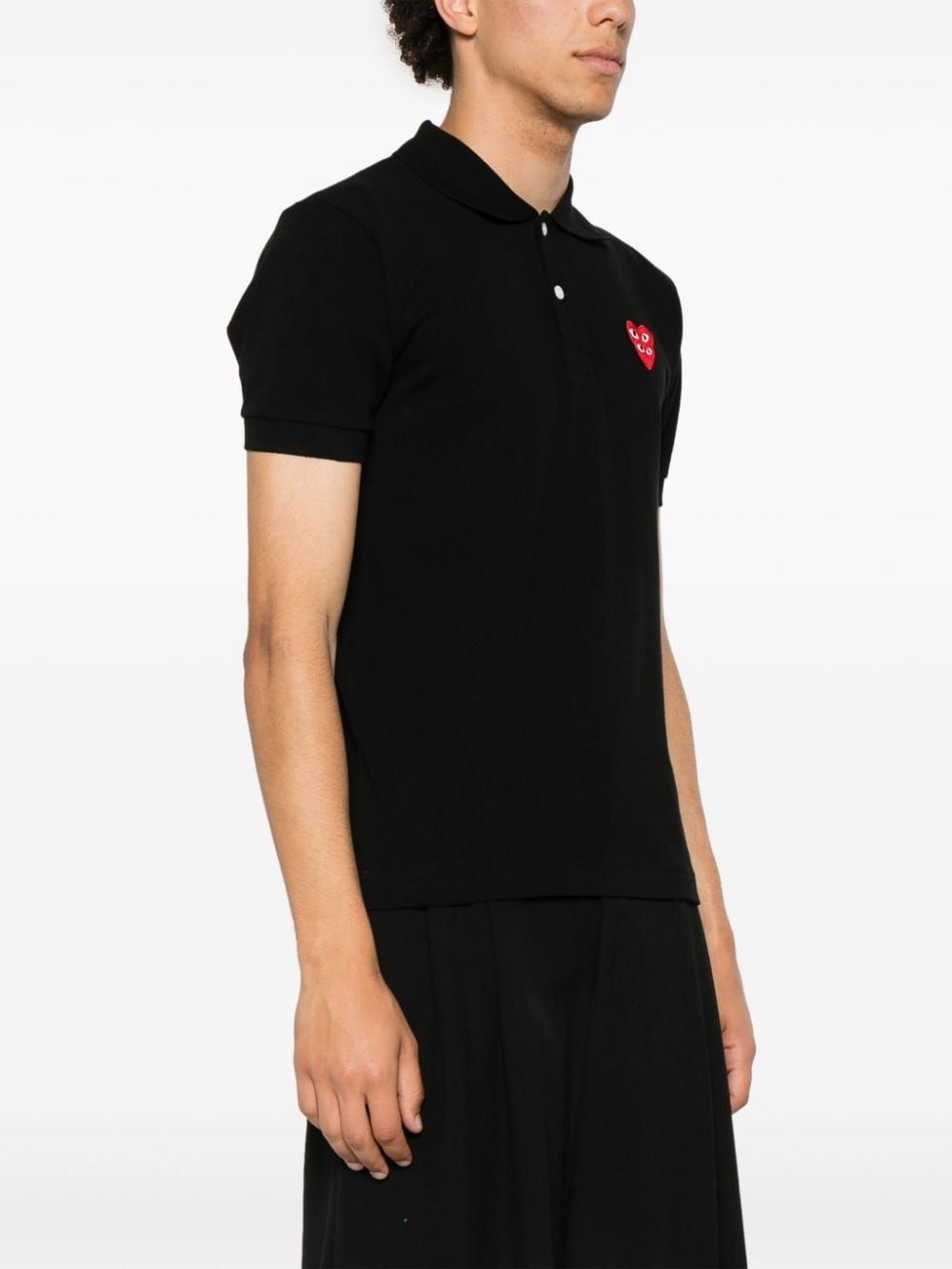 heart-patch cotton polo shirt - 4