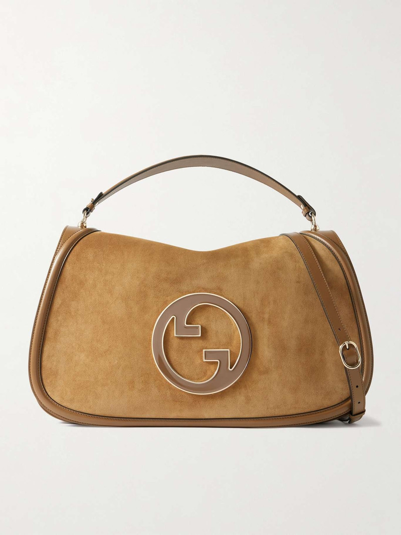 Blondie leather-trimmed suede shoulder bag Brown 1