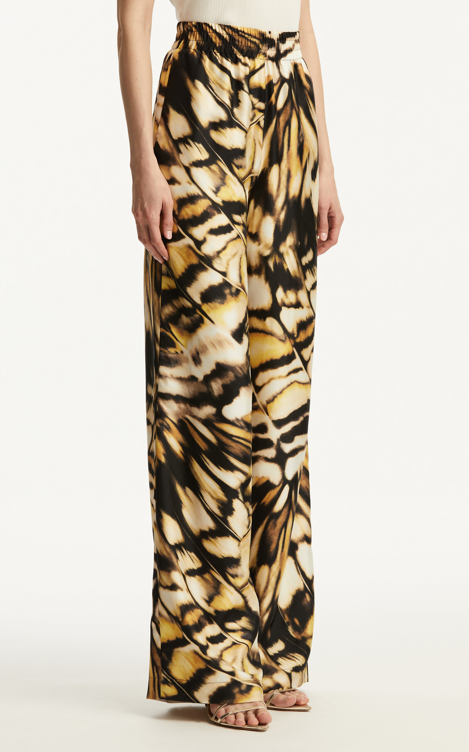 Silk Twill Wide-Leg Pants print - 6