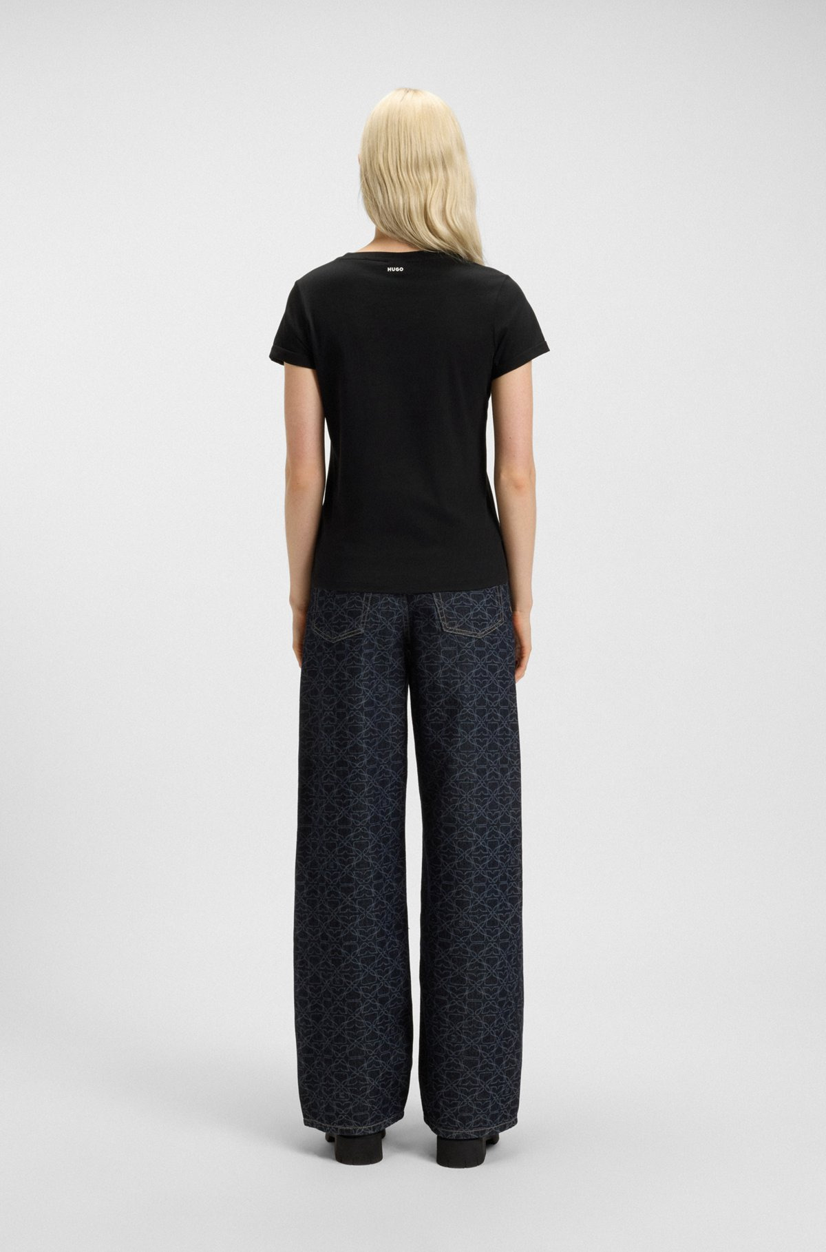 RELAXED FIT T-SHIRT IN COTTON WITH CUT-LOGO PRINT - 4
